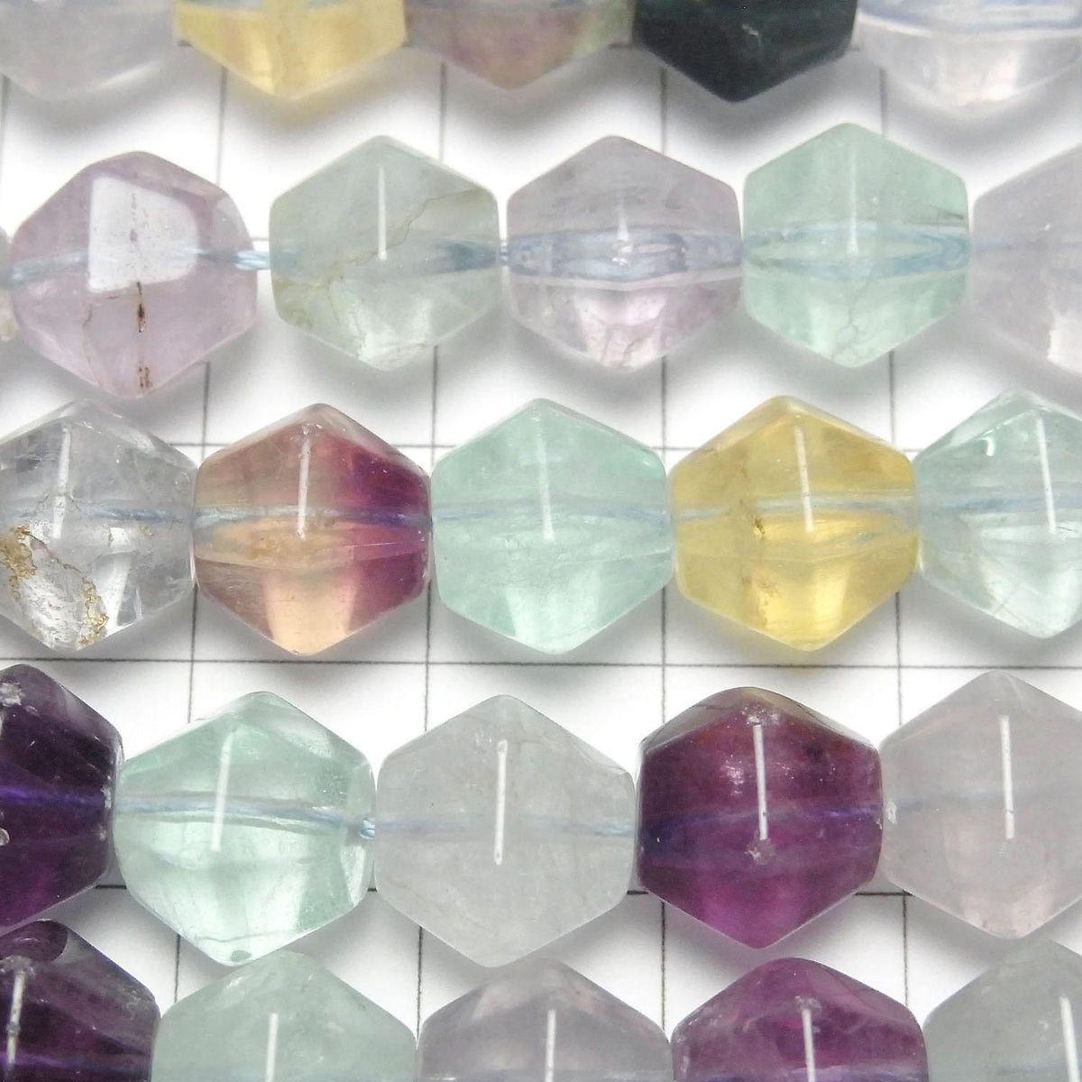 Multicolor Fluorite AAA abacus-cut beads 10x10x10mm half or 1strand beads (approx. 15 inches/36 cm)
