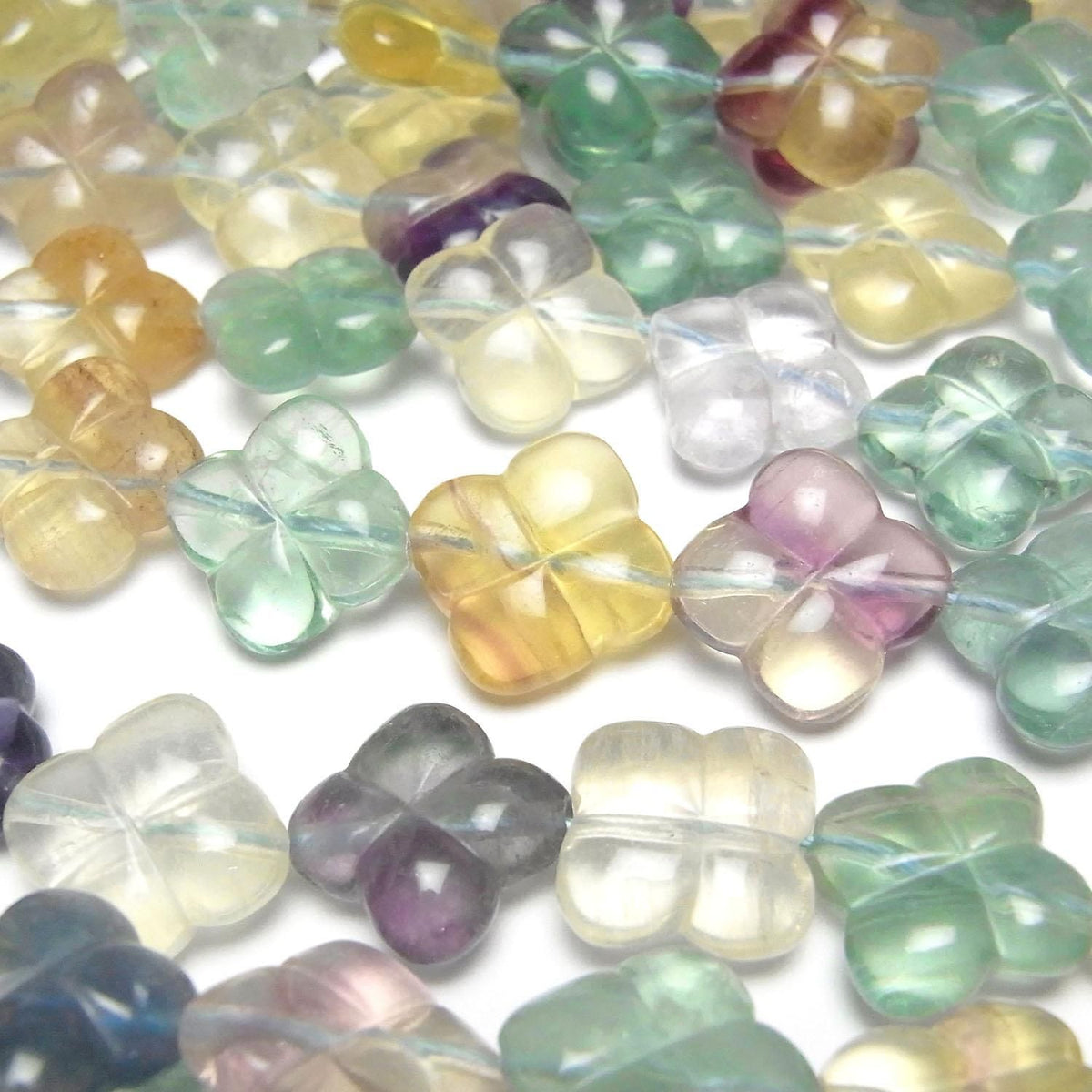 Multicolor Fluorite AAA Flower Beads 14x14mm Half or 1strand beads (approx. 14inch/34cm)