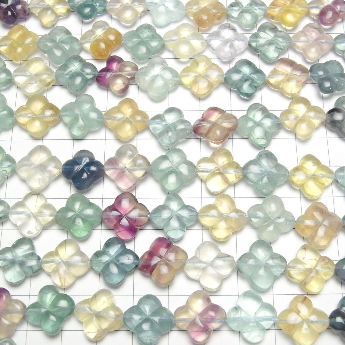 Multicolor Fluorite AAA Flower Beads 14x14mm Half or 1strand beads (approx. 14inch/34cm)