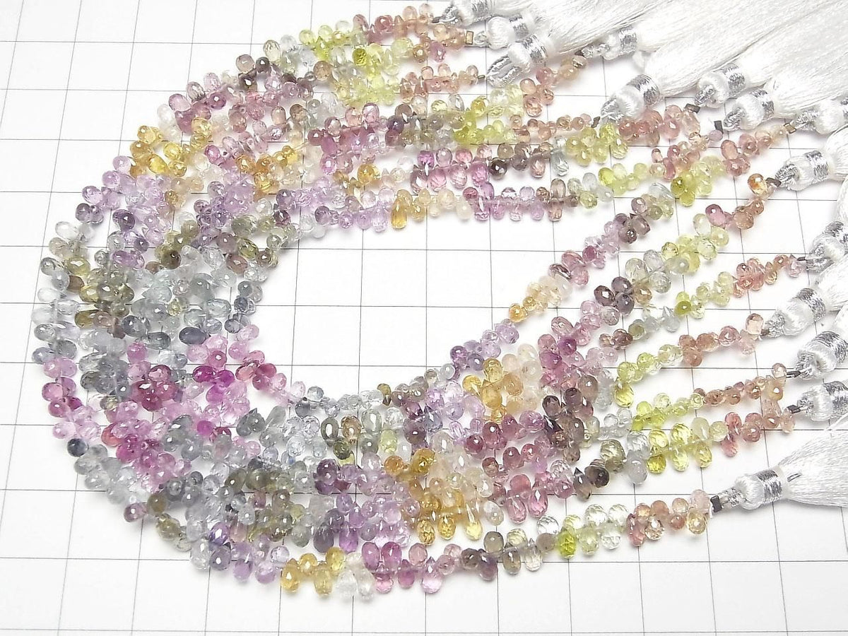 High Quality Multicolor Sapphire AAA- Drop Faceted Briolette half or 1strand beads (aprx.7inch/18cm)