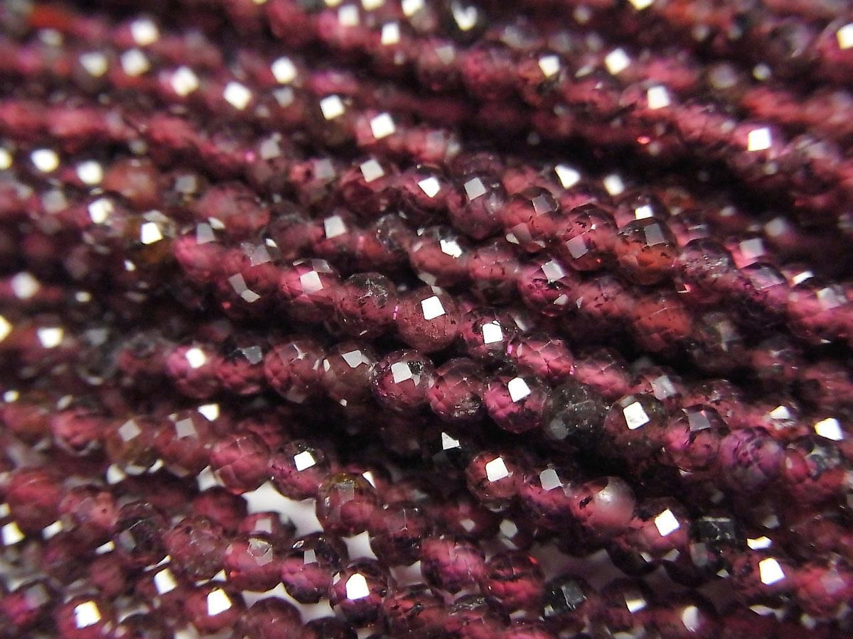 2pcs $3.79! Mozambique Garnet AA+ Faceted Round 2mm 1strand beads (approx. 15inch/36cm) High Quality!