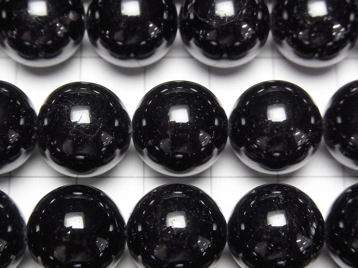 Black Tourmaline AAA- Round 14mm 1/4 or 1strand beads (approx. 15 inches/36 cm)