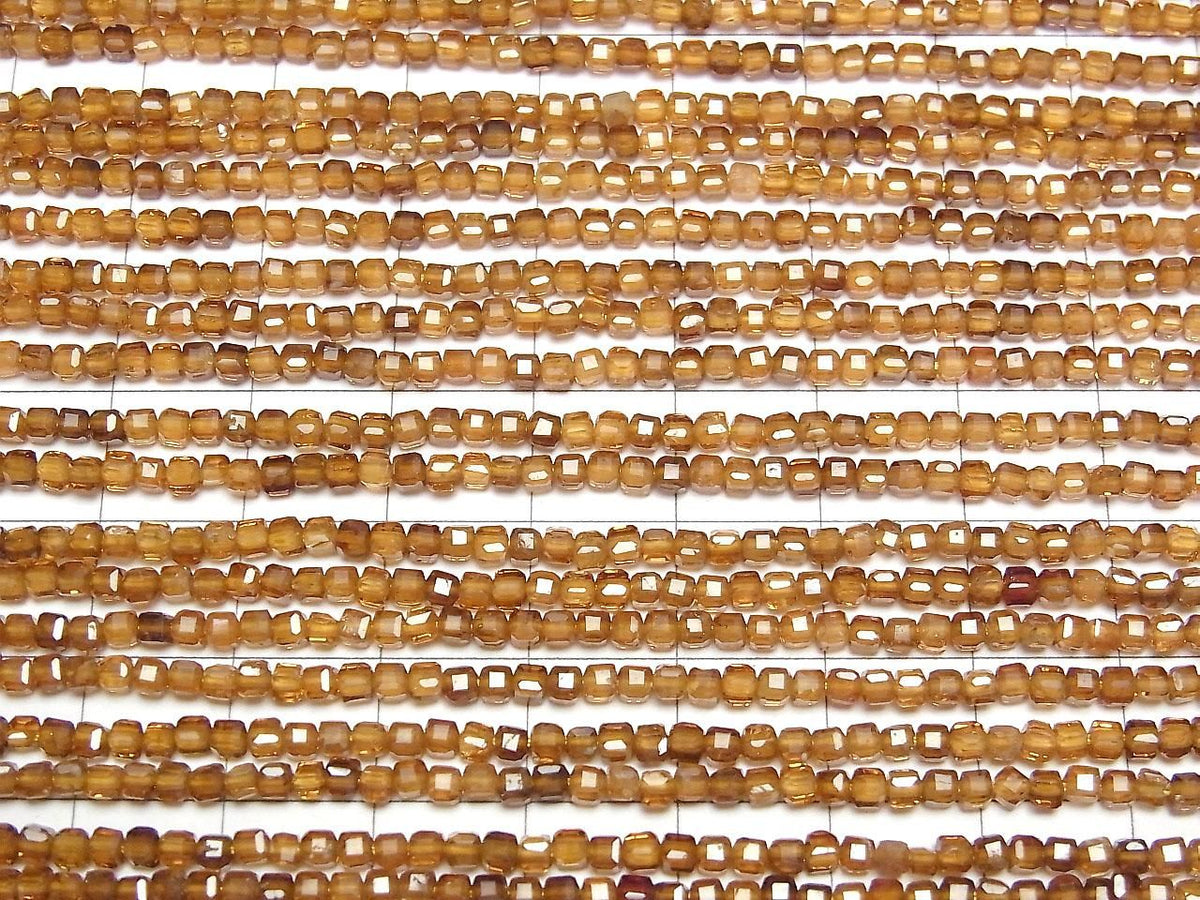 High Quality Hessonite Garnet AAA Cube Shape 2x2x2mm 1strand beads (aprx.15inch/37cm)High Quality!