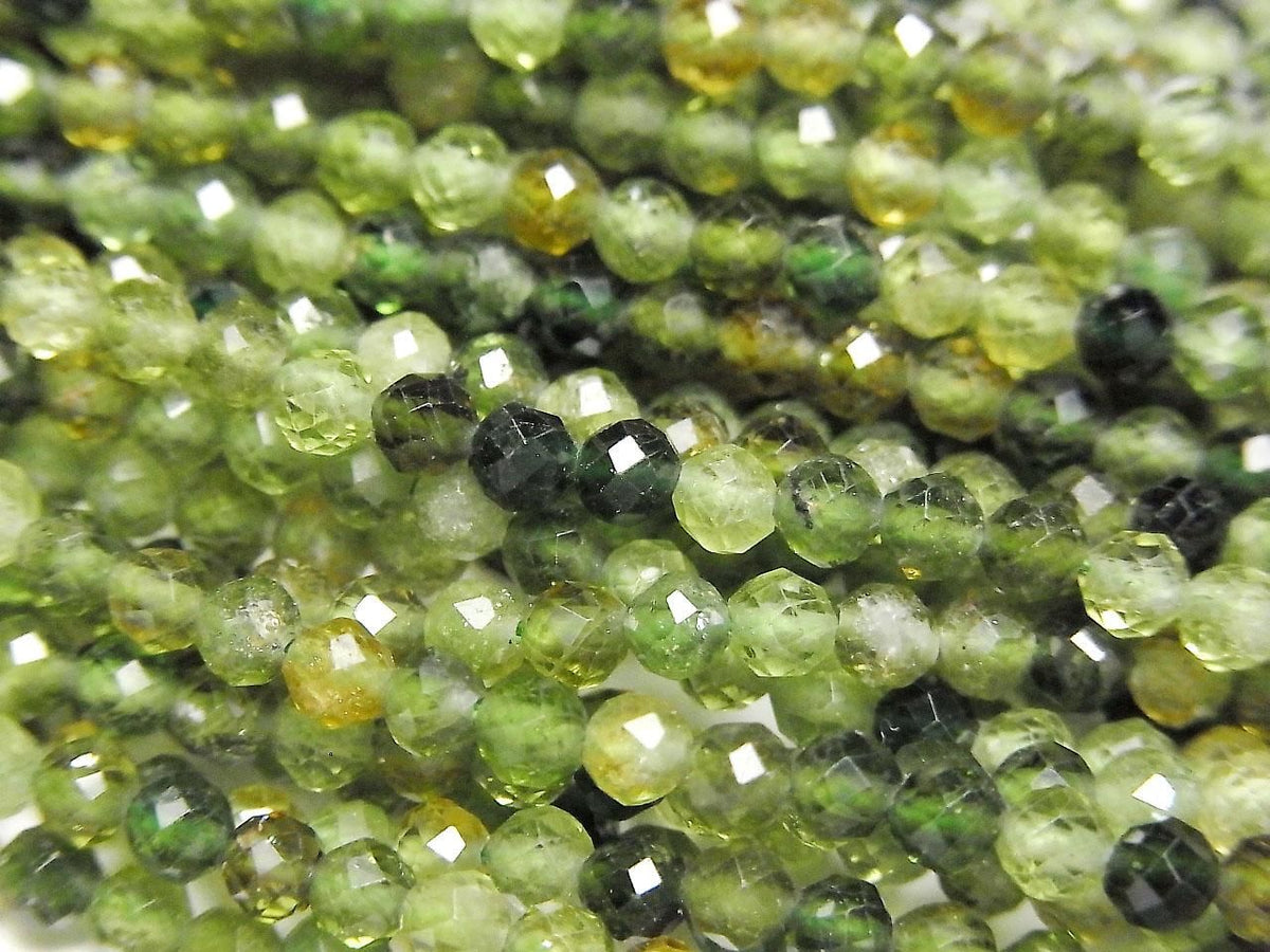Green Tourmaline AAA Faceted Round 3mm 1strand beads (approx. 15 inches/37 cm) High Quality!