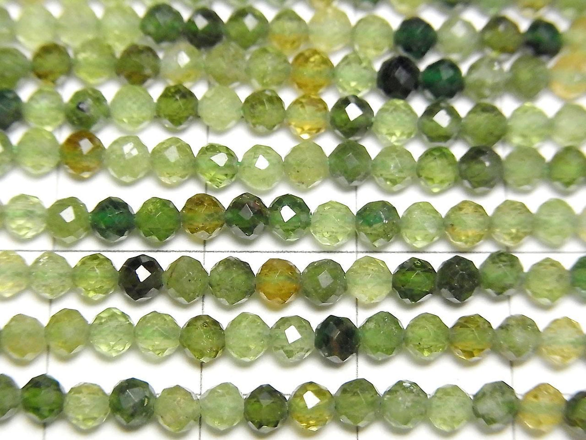 Green Tourmaline AAA Faceted Round 3mm 1strand beads (approx. 15 inches/37 cm) High Quality!