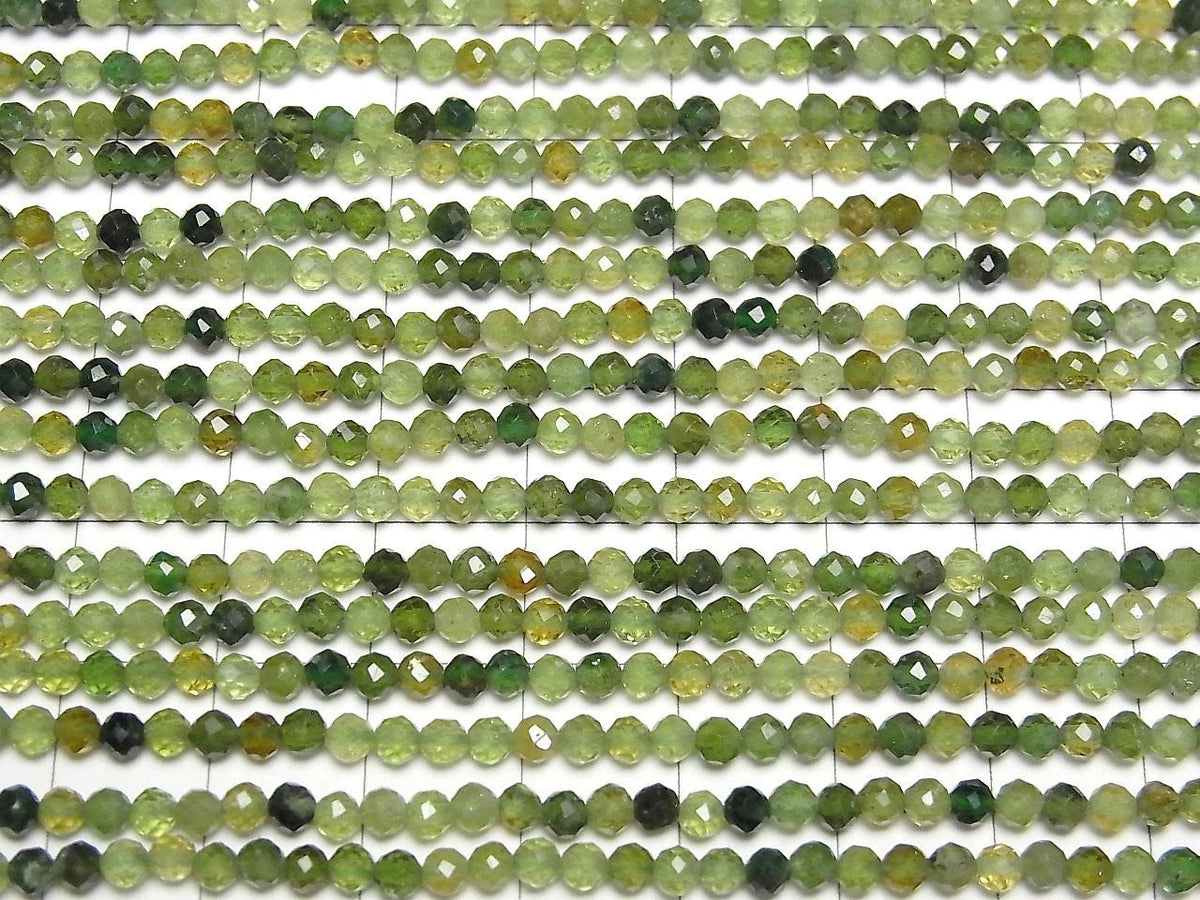 Green Tourmaline AAA Faceted Round 3mm 1strand beads (approx. 15 inches/37 cm) High Quality!