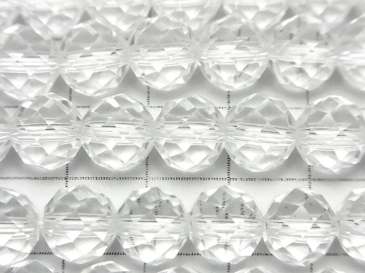 Crystal (Fused Quartz) AAA Semi Round Cut - Faceted Button Rondelle 9.5x9.5x8mm 1strand beads (approx. 15inch/36cm) High Quality!