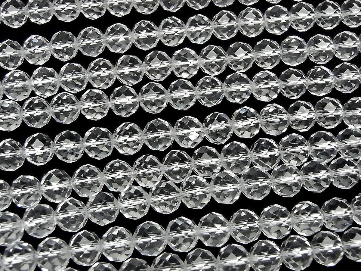 Crystal (Fused Quartz) AAA Semi Round Cut - Faceted Button Rondelle 9.5x9.5x8mm 1strand beads (approx. 15inch/36cm) High Quality!