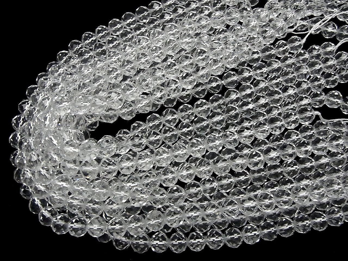 Crystal (Fused Quartz) AAA Semi Round Cut - Faceted Button Rondelle 9.5x9.5x8mm 1strand beads (approx. 15inch/36cm) High Quality!
