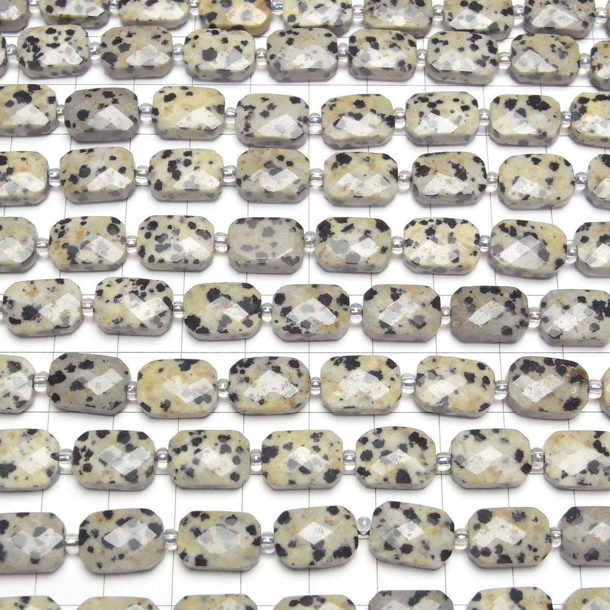 Dalmatian Jasper Faceted Rectangle 12x8mm half or 1strand beads (approx. 14 inches/34 cm)