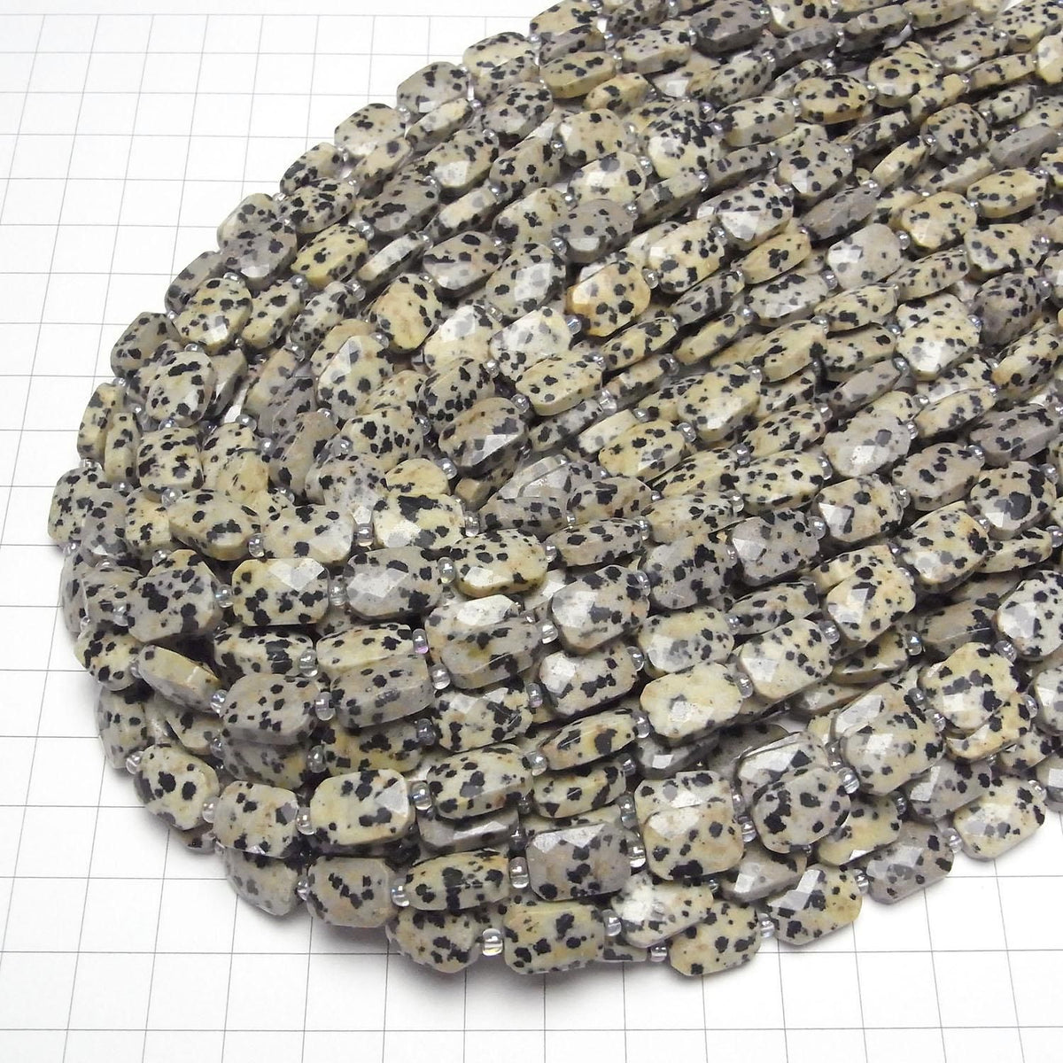 Dalmatian Jasper Faceted Rectangle 12x8mm half or 1strand beads (approx. 14 inches/34 cm)