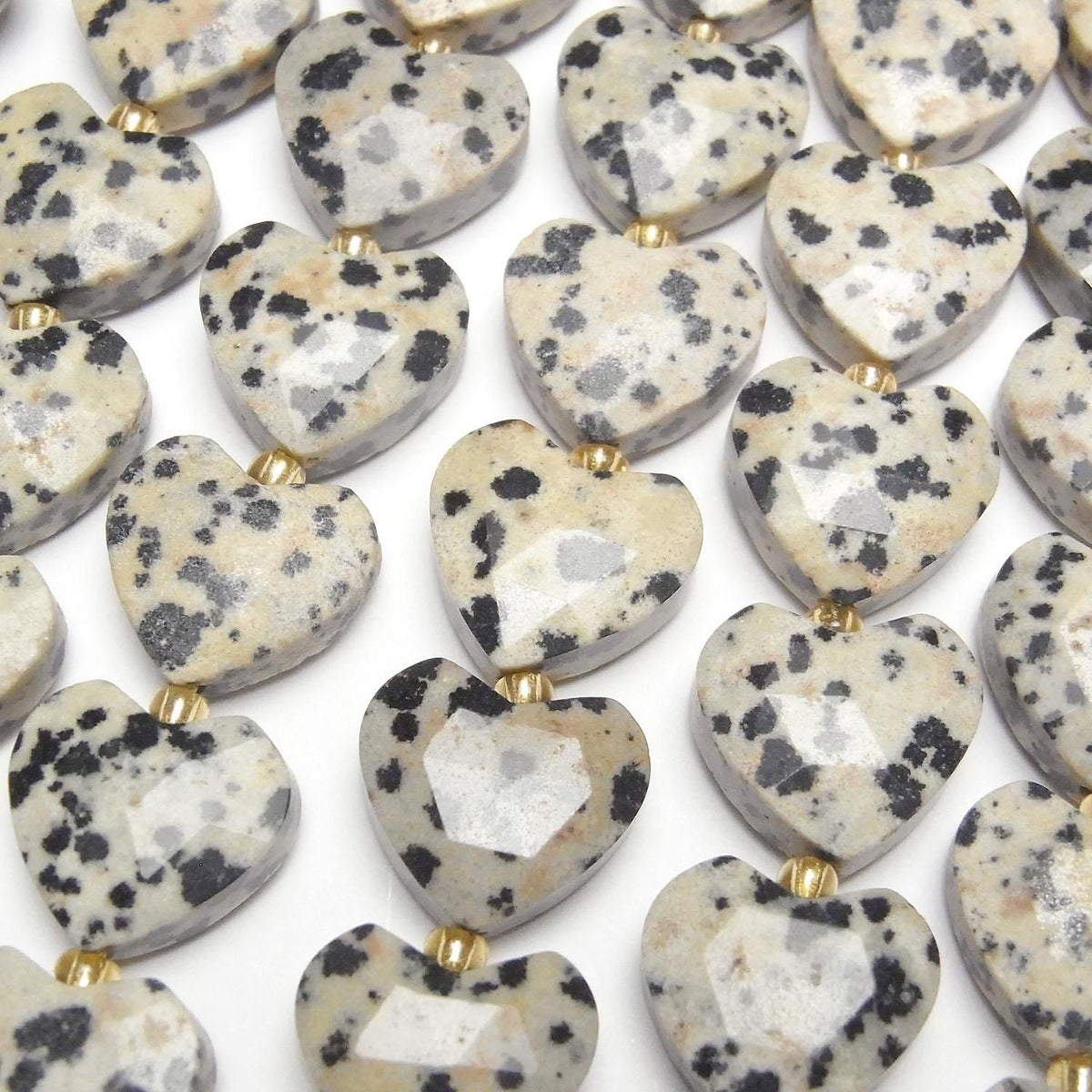 Dalmatian Jasper Vertical Hole Heart Cut 13x14mm half or 1strand beads (approx. 14 inches/34 cm)