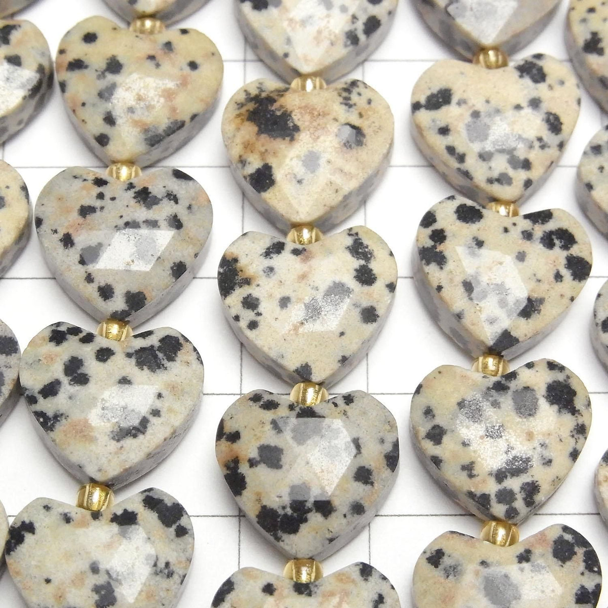 Dalmatian Jasper Vertical Hole Heart Cut 13x14mm half or 1strand beads (approx. 14 inches/34 cm)