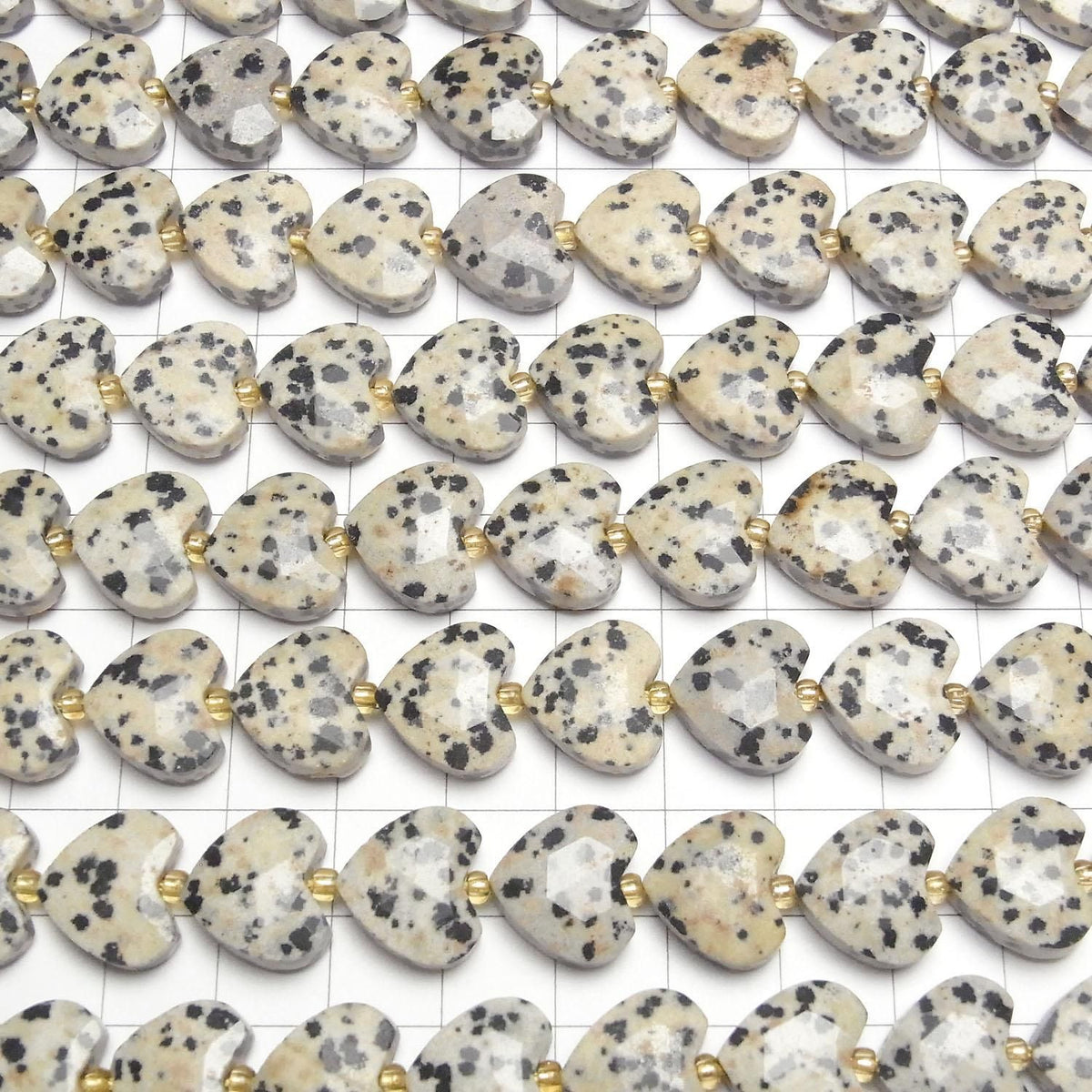 Dalmatian Jasper Vertical Hole Heart Cut 13x14mm half or 1strand beads (approx. 14 inches/34 cm)