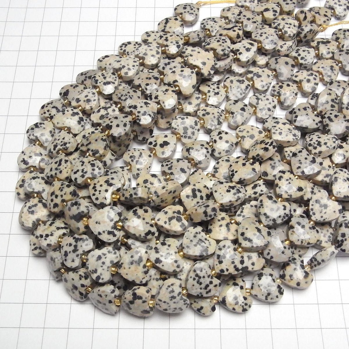 Dalmatian Jasper Vertical Hole Heart Cut 13x14mm half or 1strand beads (approx. 14 inches/34 cm)