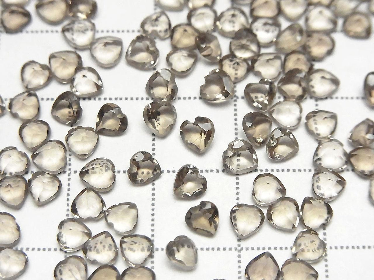 High Quality Smoky Quartz AAA Loose Stone Heart Shape Faceted 4x4mm 10pcs