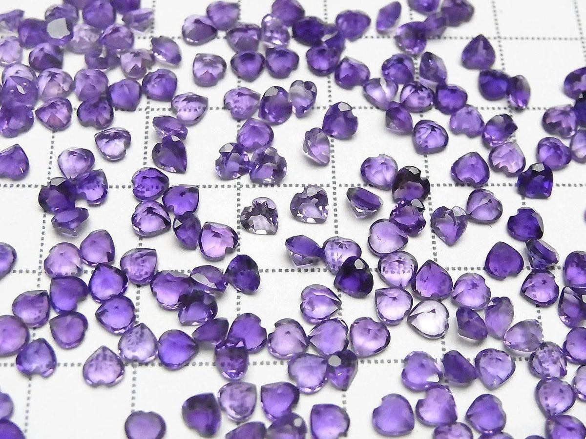 High Quality AAA Amethyst Loose Stone Heart Shape Faceted 4x4mm 10pcs