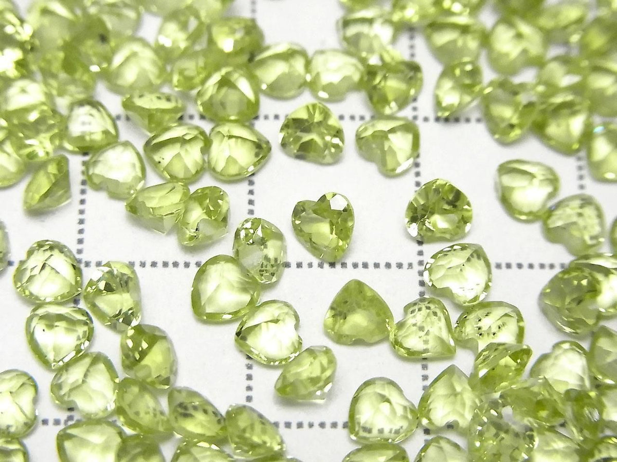 High Quality Peridot AAA Loose Stone Heart Shape Faceted 4x4mm 5pcs
