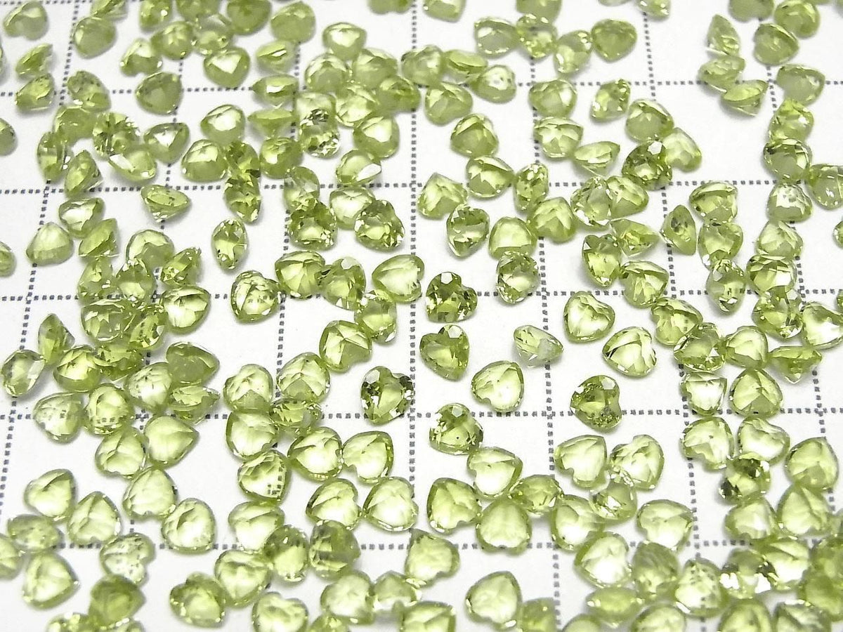 High Quality Peridot AAA Loose Stone Heart Shape Faceted 4x4mm 5pcs