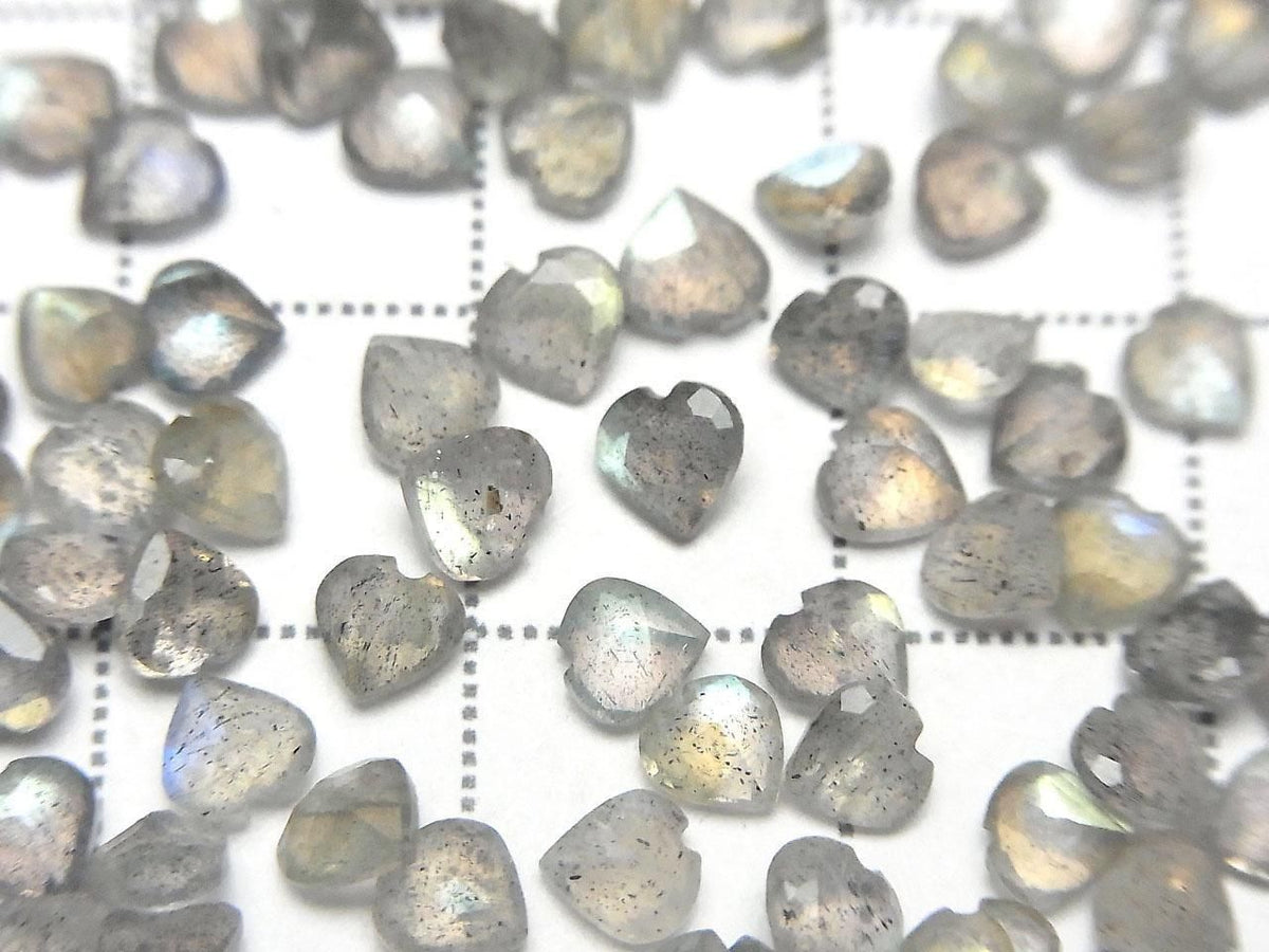 High Quality Labradorite AAA- Loose Stone Heart Shape Faceted 4x4mm 10pcs
