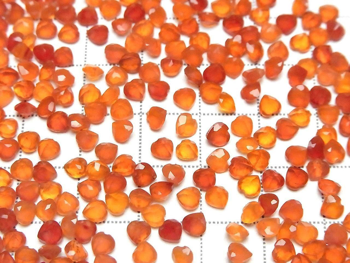 High Quality Carnelian, AAA Loose Stone Heart Shape Faceted 4x4mm 10pcs