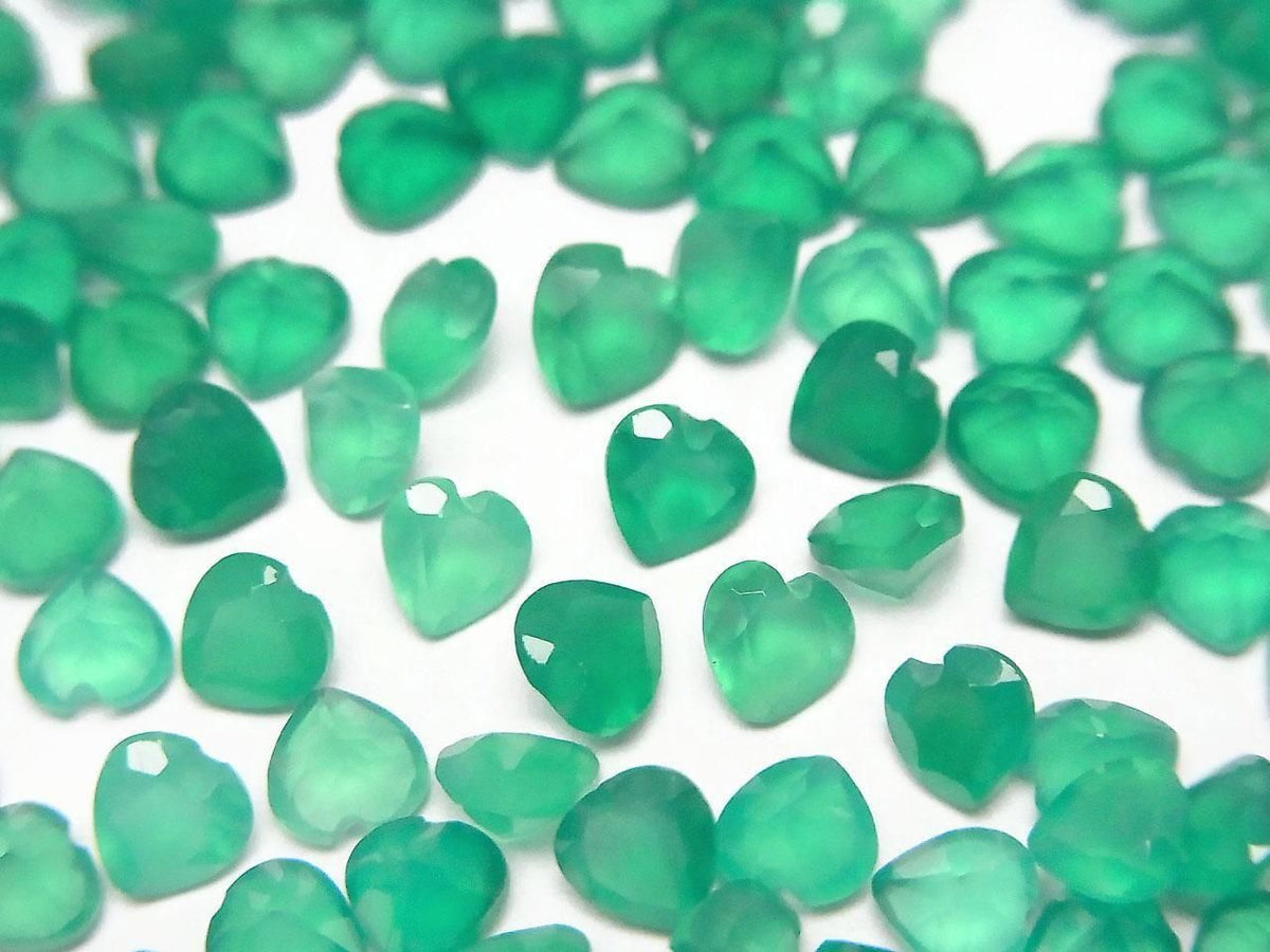 High Quality Green Onyx AAA Loose Stone Heart Shape Faceted 4x4mm 10pcs