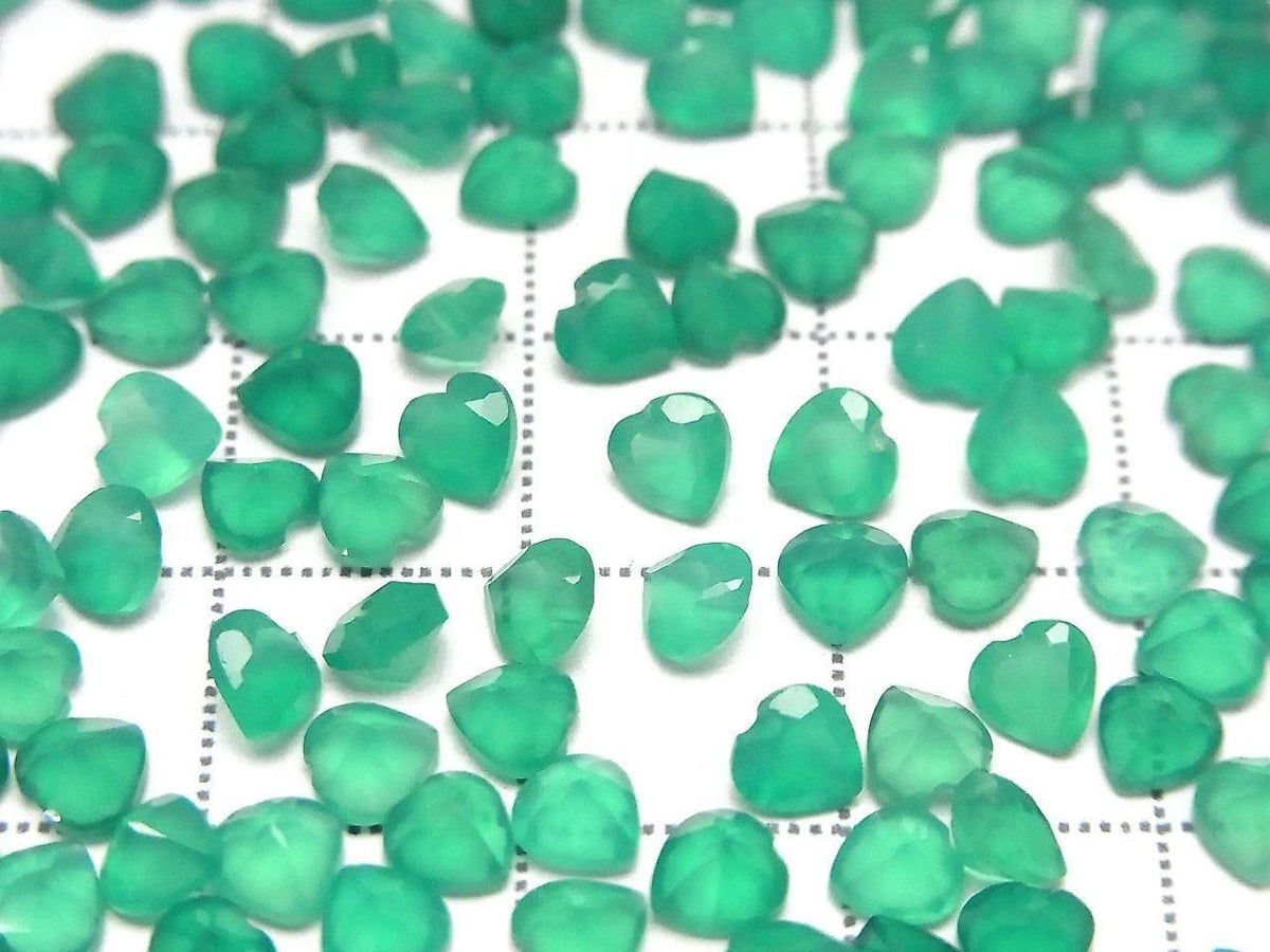 High Quality Green Onyx AAA Loose Stone Heart Shape Faceted 4x4mm 10pcs