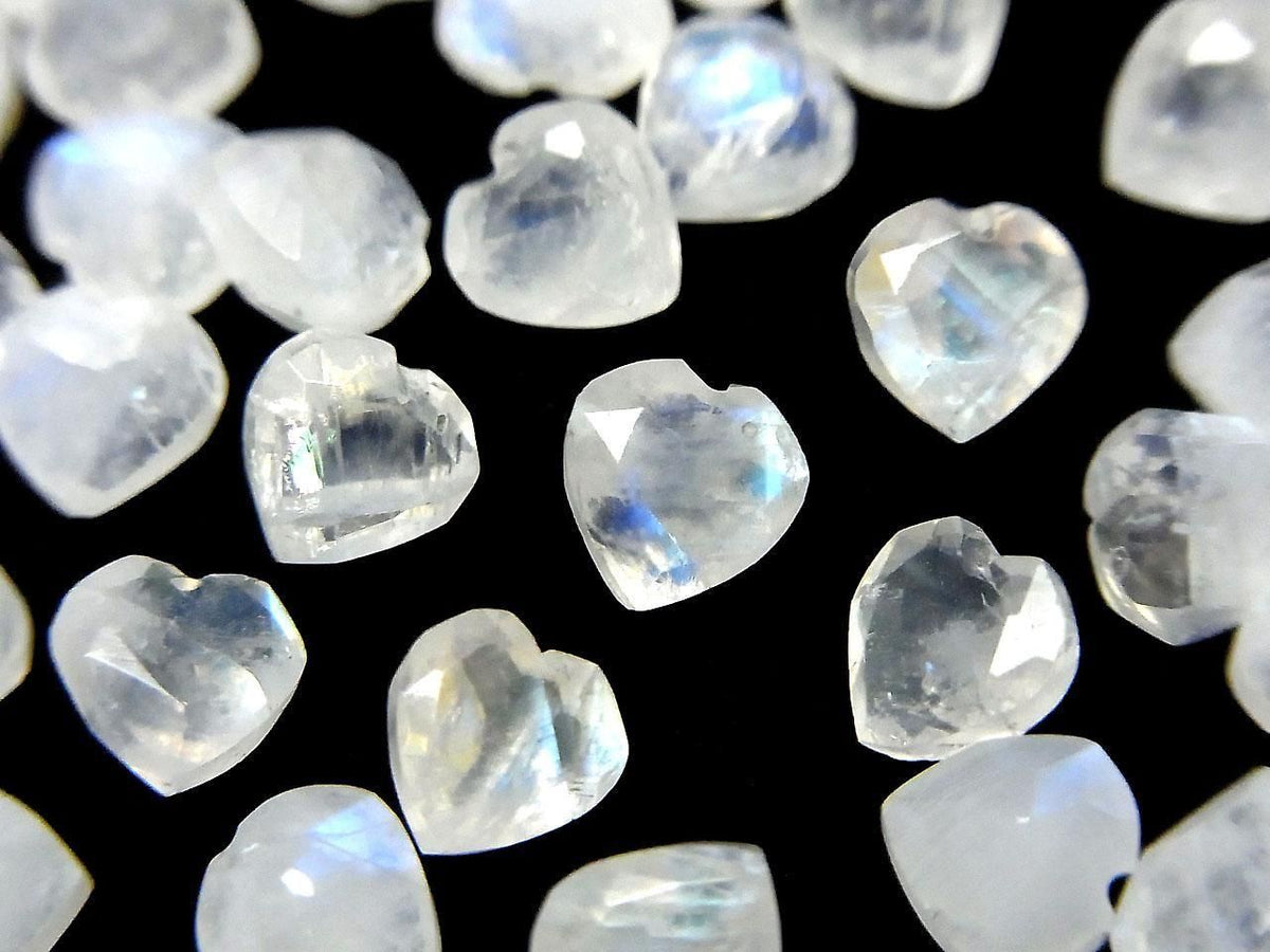 High Quality Rainbow Moonstone AAA- Loose Stone Heart Shape Faceted 6x6mm 3pcs