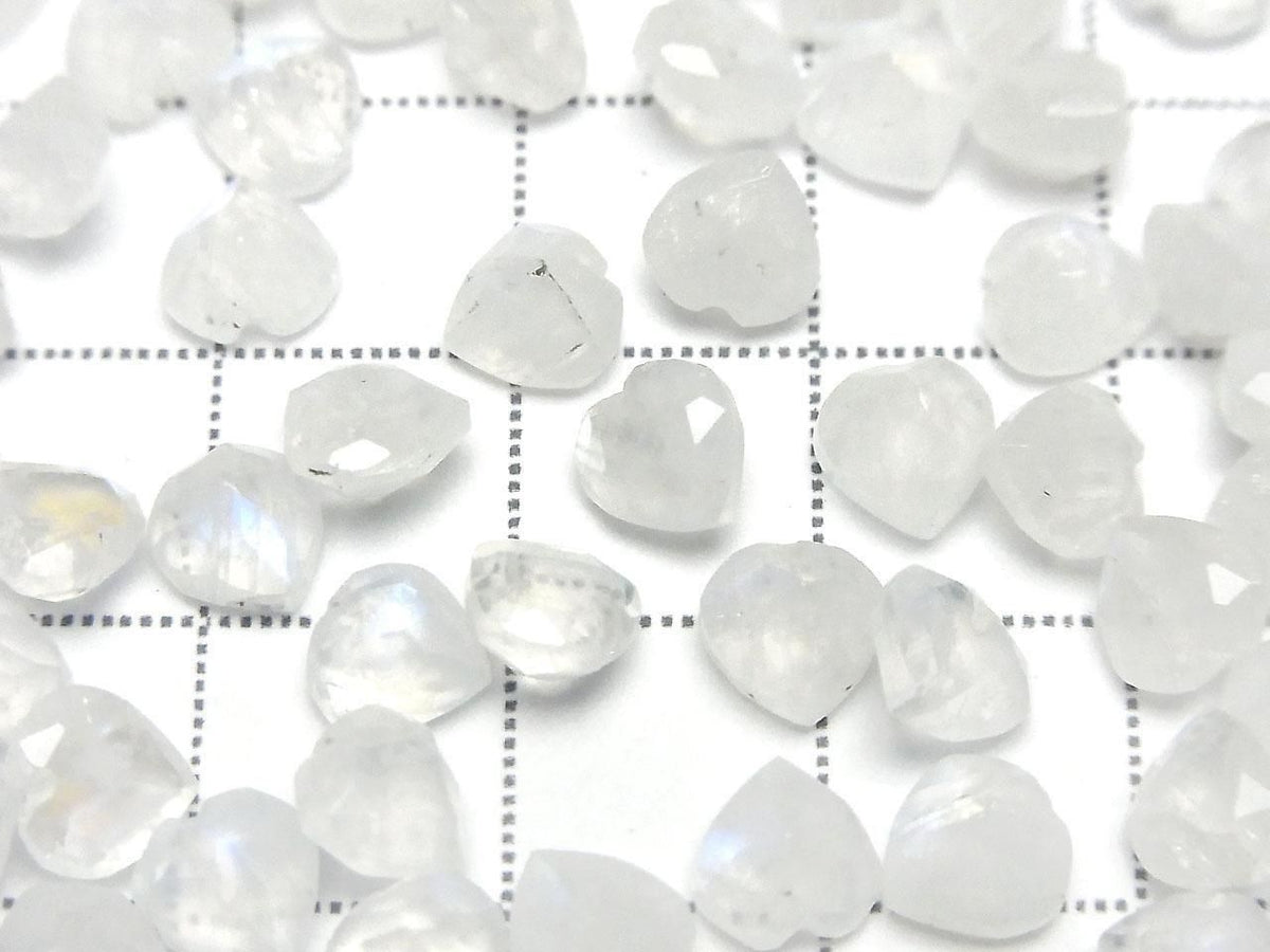 High Quality Rainbow Moonstone AAA- Loose Stone Heart Shape Faceted 6x6mm 3pcs