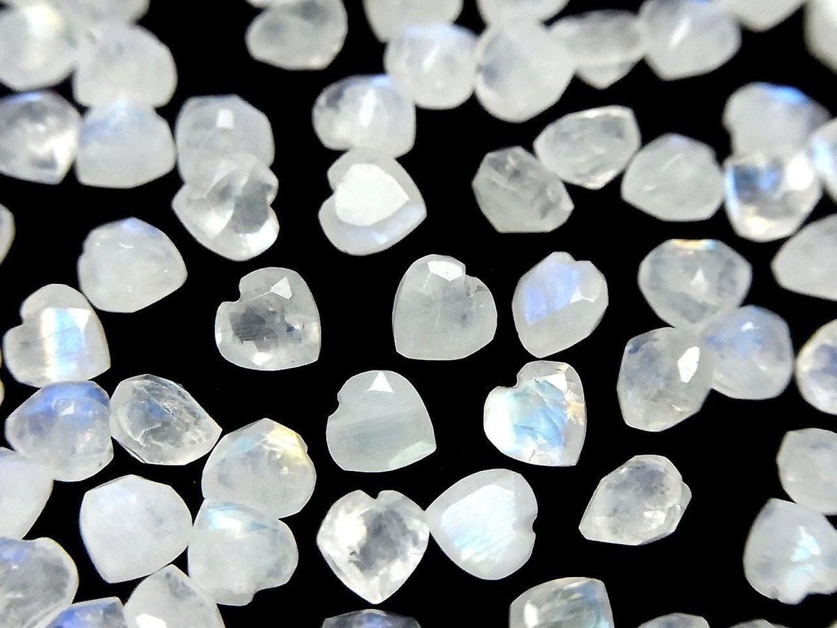 High Quality Rainbow Moonstone AAA- Loose Stone Heart Shape Faceted 6x6mm 3pcs