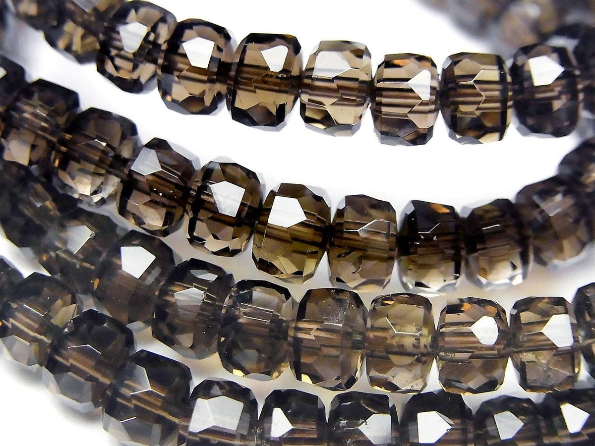 High Quality Smoky Quartz AAA- Faceted Button Rondelle 7x7x4.5mm 1strand beads (Bracelet) High Quality!