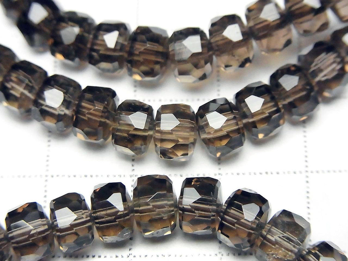 High Quality Smoky Quartz AAA- Faceted Button Rondelle 7x7x4.5mm 1strand beads (Bracelet) High Quality!