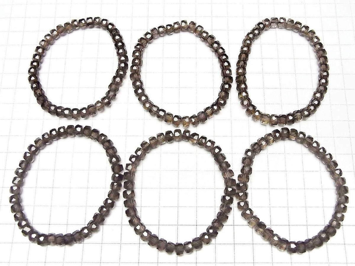High Quality Smoky Quartz AAA- Faceted Button Rondelle 7x7x4.5mm 1strand beads (Bracelet) High Quality!