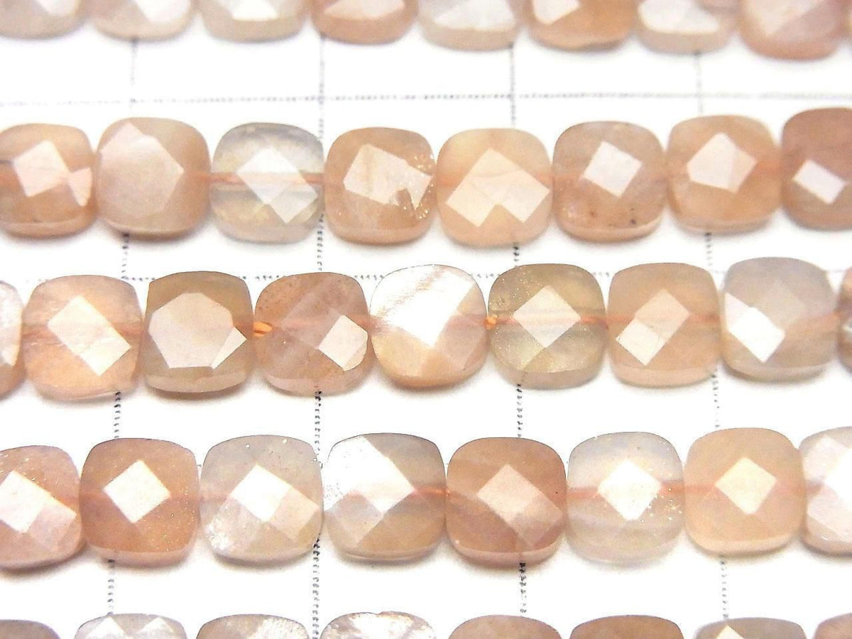 Orange Moonstone AA++ Faceted Square 6x6mm half or 1strand beads (approx. 14inch/35cm) High Quality!