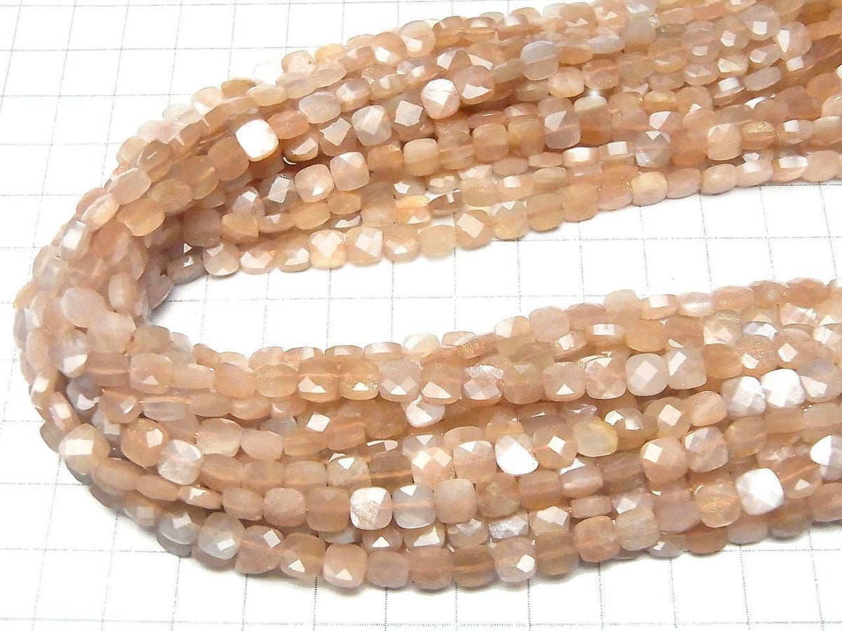 Orange Moonstone AA++ Faceted Square 6x6mm half or 1strand beads (approx. 14inch/35cm) High Quality!