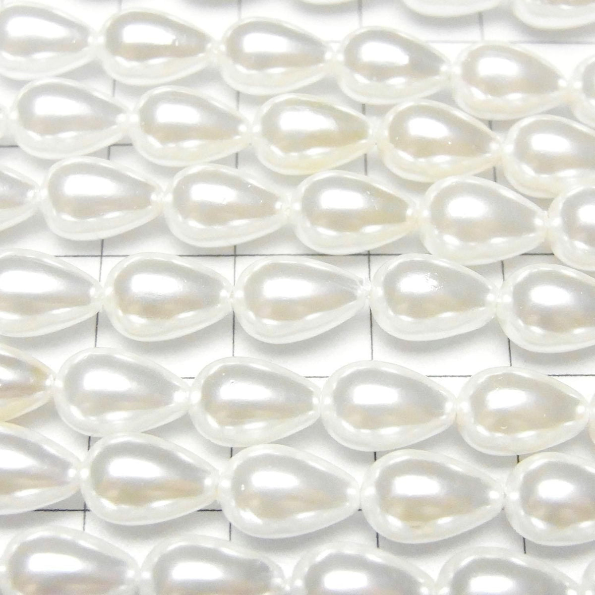 Shell Pearl White Drop 9x6x6mm 1strand beads (approx. 15inch/38cm)