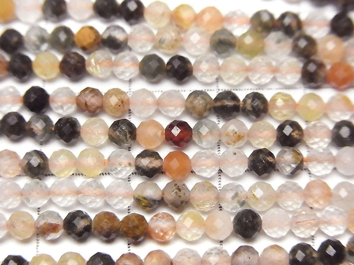 Multicolor Rutilated Quartz AA+ Faceted Round 3mm 1strand beads (aprx.15inch/37cm)High Quality!