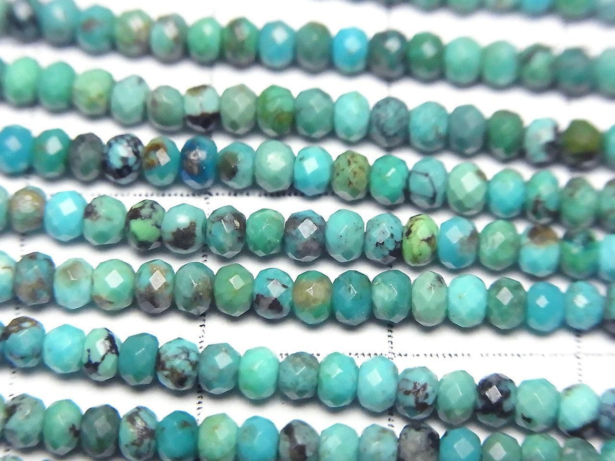 Turquoise AA+ Faceted Button Rondelle 3x3x2mm half or 1strand beads (aprx.15inch/37cm)High Quality!