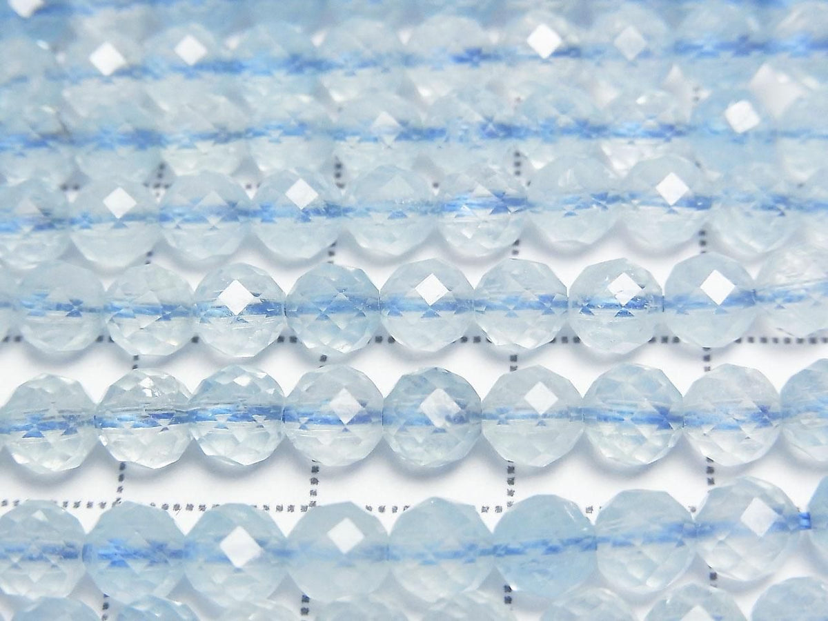 Aquamarine AAA- Faceted Round 5mm half or 1strand beads (aprx.15inch/38cm)High Quality!