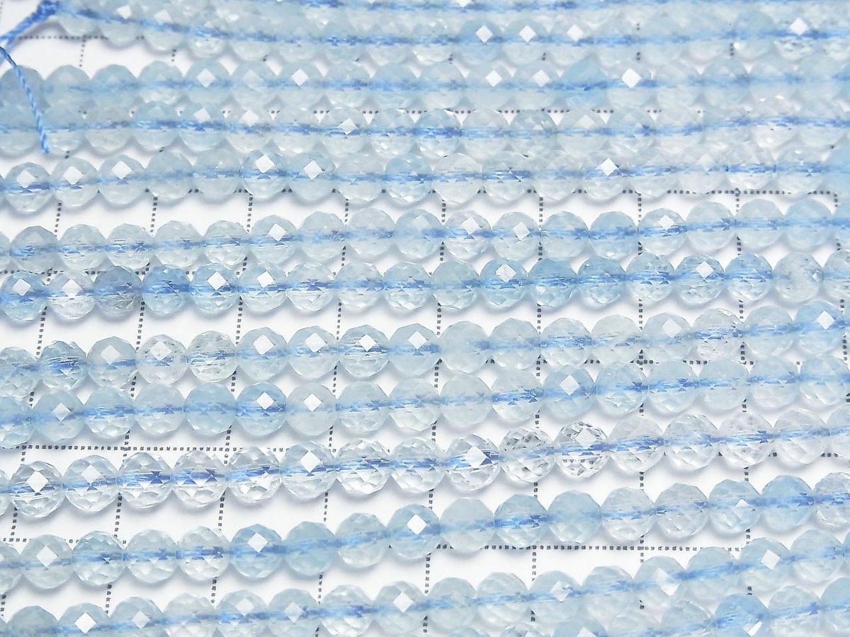 Aquamarine AAA- Faceted Round 5mm half or 1strand beads (aprx.15inch/38cm)High Quality!