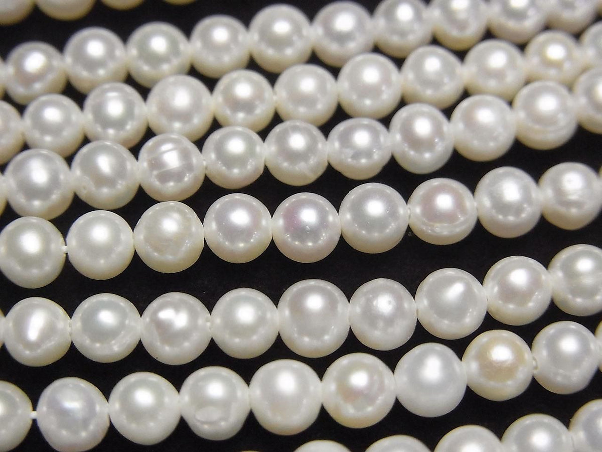 Fresh Water Pearl AA Semi Round - Potato 4mm White 1strand beads (approx. 15 inches/37 cm)
