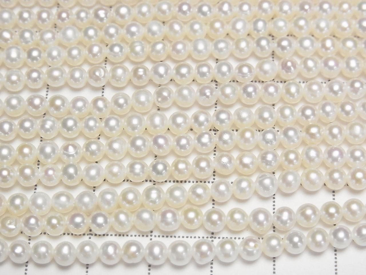Fresh Water Pearl AA Semi Round - Potato 4mm White 1strand beads (approx. 15 inches/37 cm)
