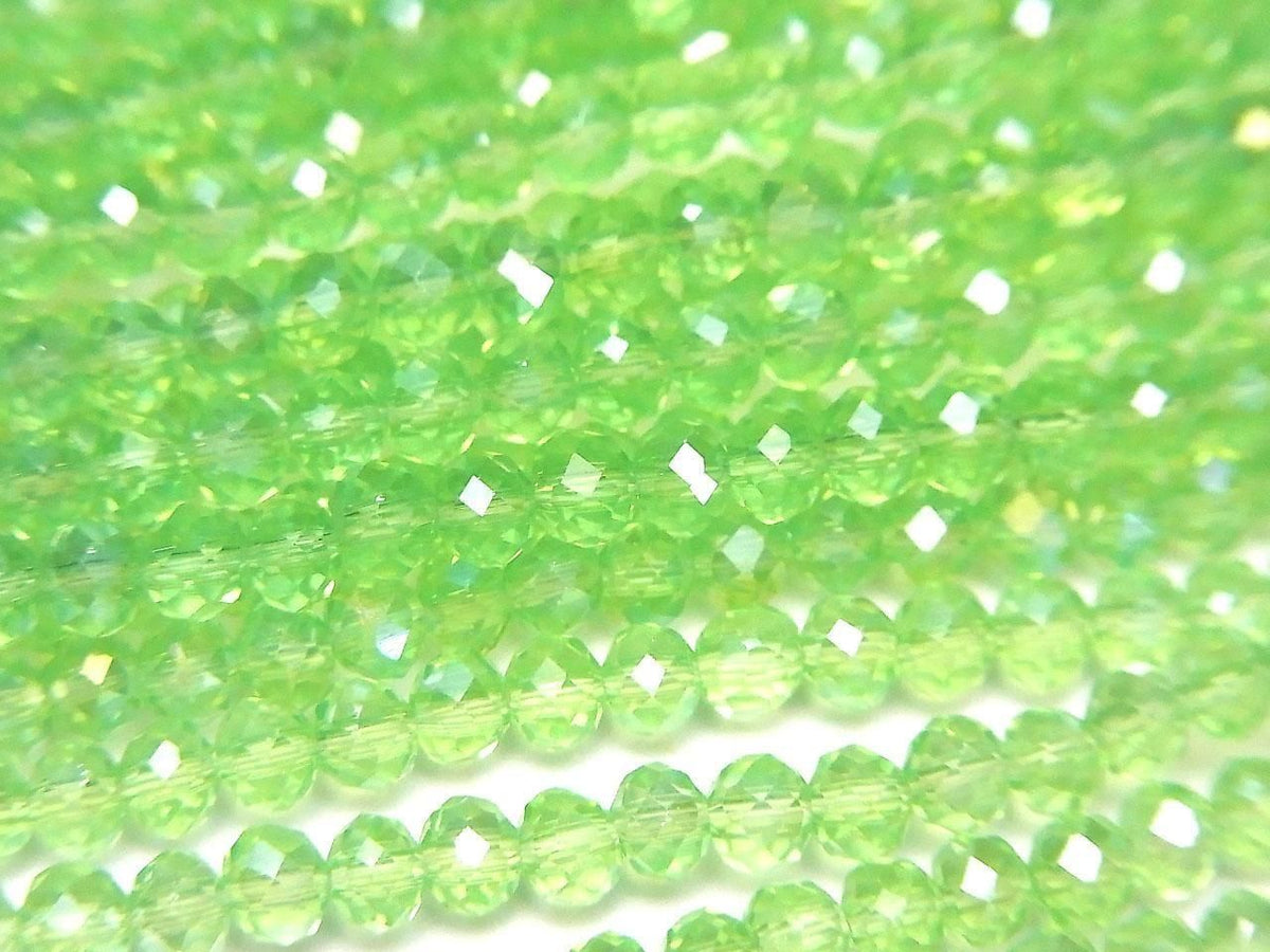 Glass Beads Faceted Button Rondelle 3.5x3.5x3mm Clear Green Silver-AB 1strand beads (approx. 12inch/29cm)