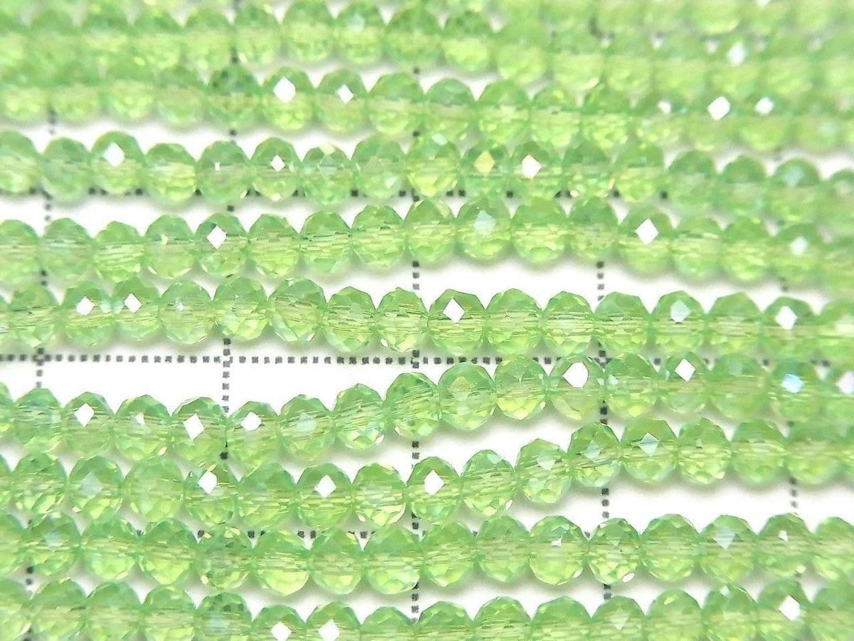 Glass Beads Faceted Button Rondelle 3.5x3.5x3mm Clear Green Silver-AB 1strand beads (approx. 12inch/29cm)