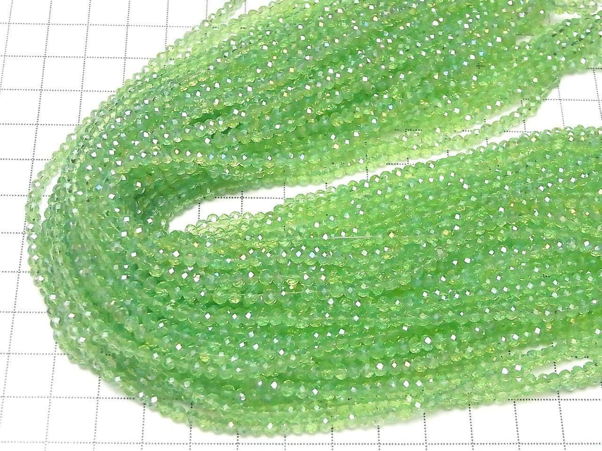 Glass Beads Faceted Button Rondelle 3.5x3.5x3mm Clear Green Silver-AB 1strand beads (approx. 12inch/29cm)