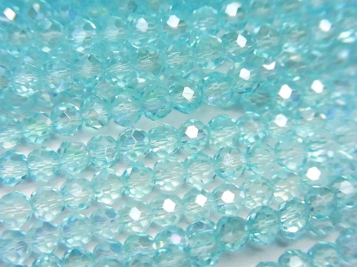 Glass Beads Faceted Button Rondelle 3.5x3.5x3mm Clear Blue Silver-AB 1strand beads (approx. 12inch/29cm)