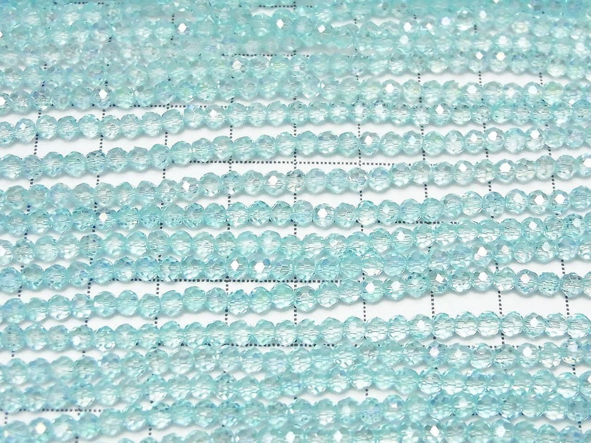 Glass Beads Faceted Button Rondelle 3.5x3.5x3mm Clear Blue Silver-AB 1strand beads (approx. 12inch/29cm)