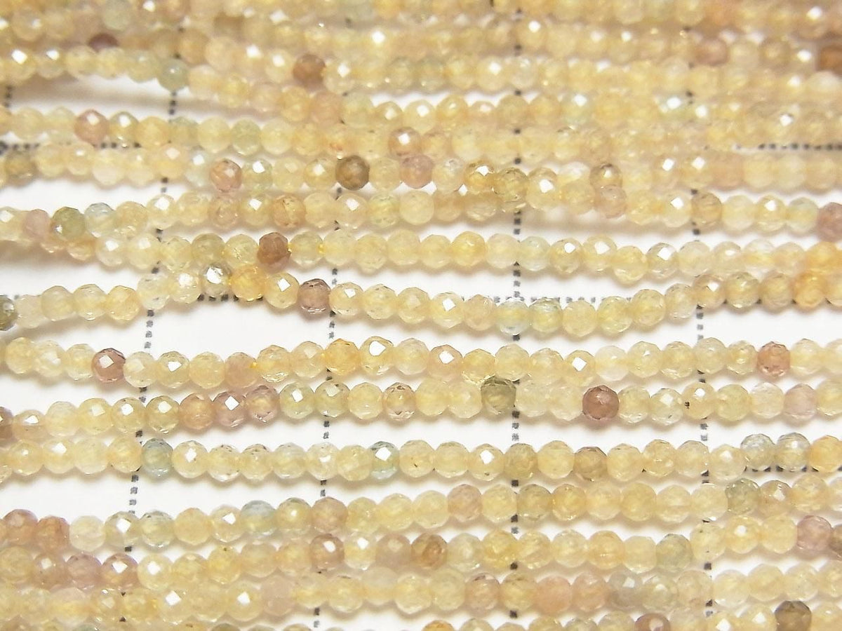 High Quality Natural Multicolor Zircon AAA- Faceted Round 2mm 1strand beads (approx. 15inch/38cm) High Quality!