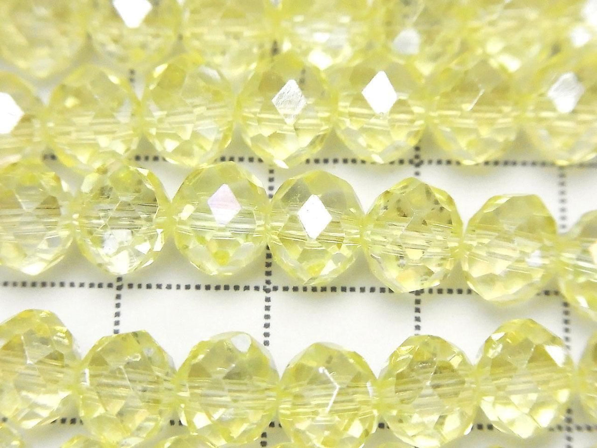 Glass Beads Faceted Button Rondelle 7.5x7.5x6mm Clear Yellow Silver-AB 1strand beads (approx. 14inch/35cm)