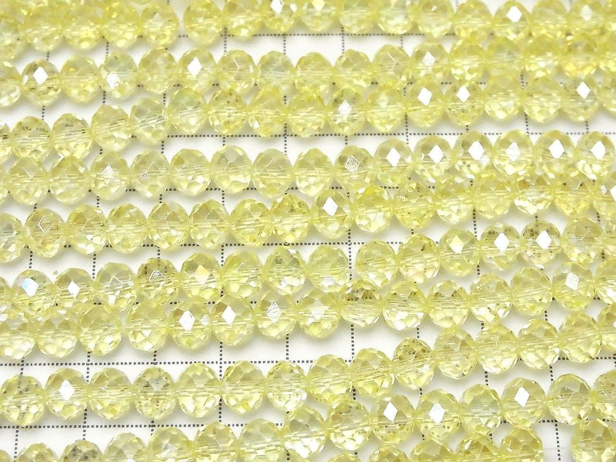 Glass Beads Faceted Button Rondelle 7.5x7.5x6mm Clear Yellow Silver-AB 1strand beads (approx. 14inch/35cm)